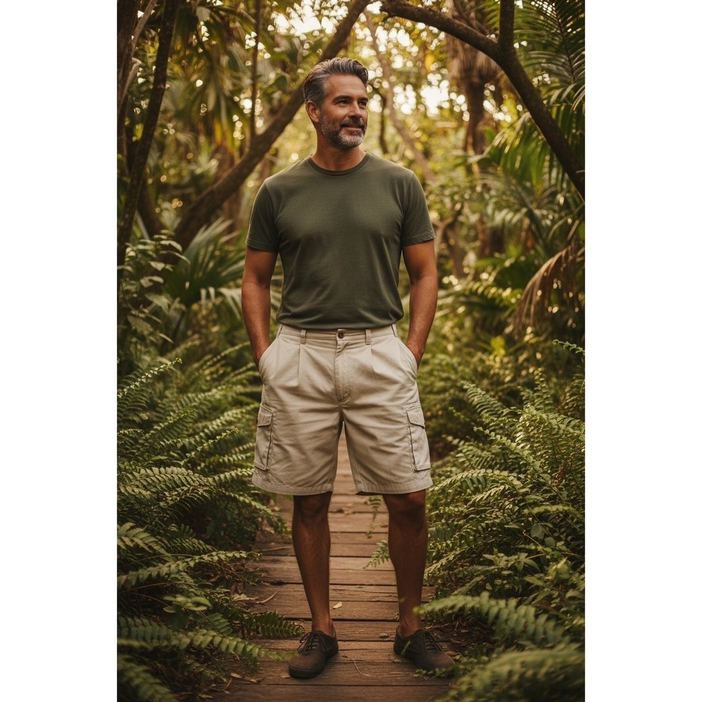 Island Republic Silk Blend Pleated Cargo‎ Shorts Men's Size 42 NWT